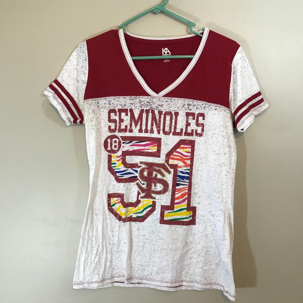FSU V-Neck Burnout Short Sleeve Tee Size L